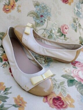 Cole Haan Nike Air Cap Toe Leather Ballet Flats Cream Tan Women's 9 NWT